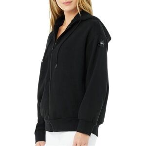 ALO Yoga hype Black Zip-Up Hoodie Sweater